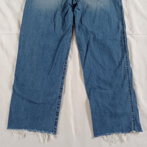 Old Navy Jeans Highrise Wide Leg Ankle Length Medium Wash Raw Hem Size 10T - Picture 6 of 11